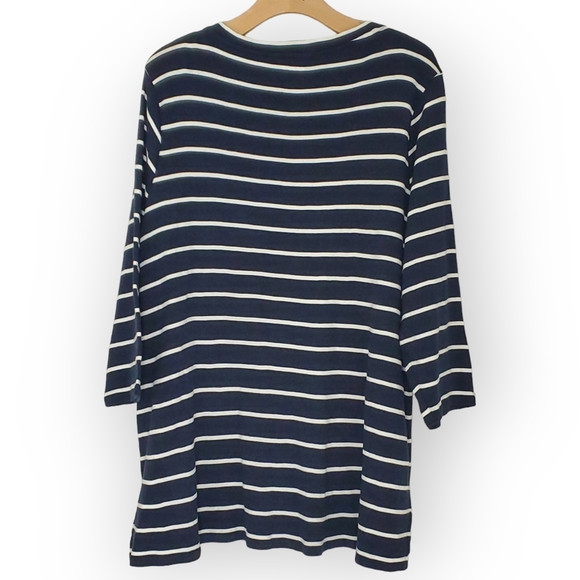 The Chico's Women's The Ultimate Tee in Navy and Blue Striped size 3 (XL) - Picture 2 of 3